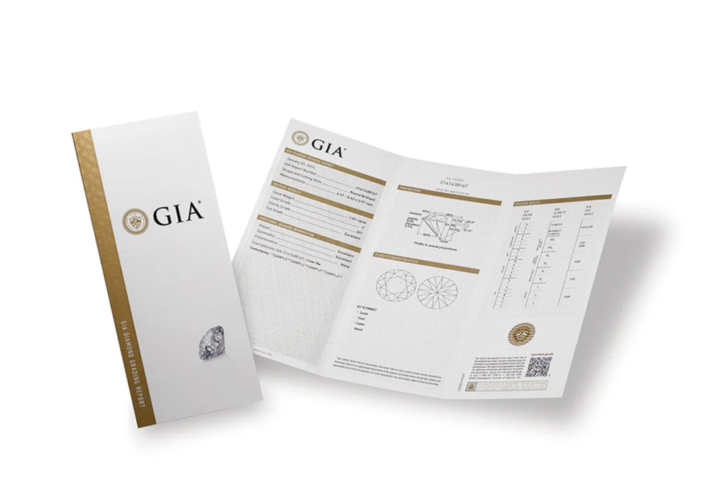 GIA diamond certificate displayed for diamond loan evaluation